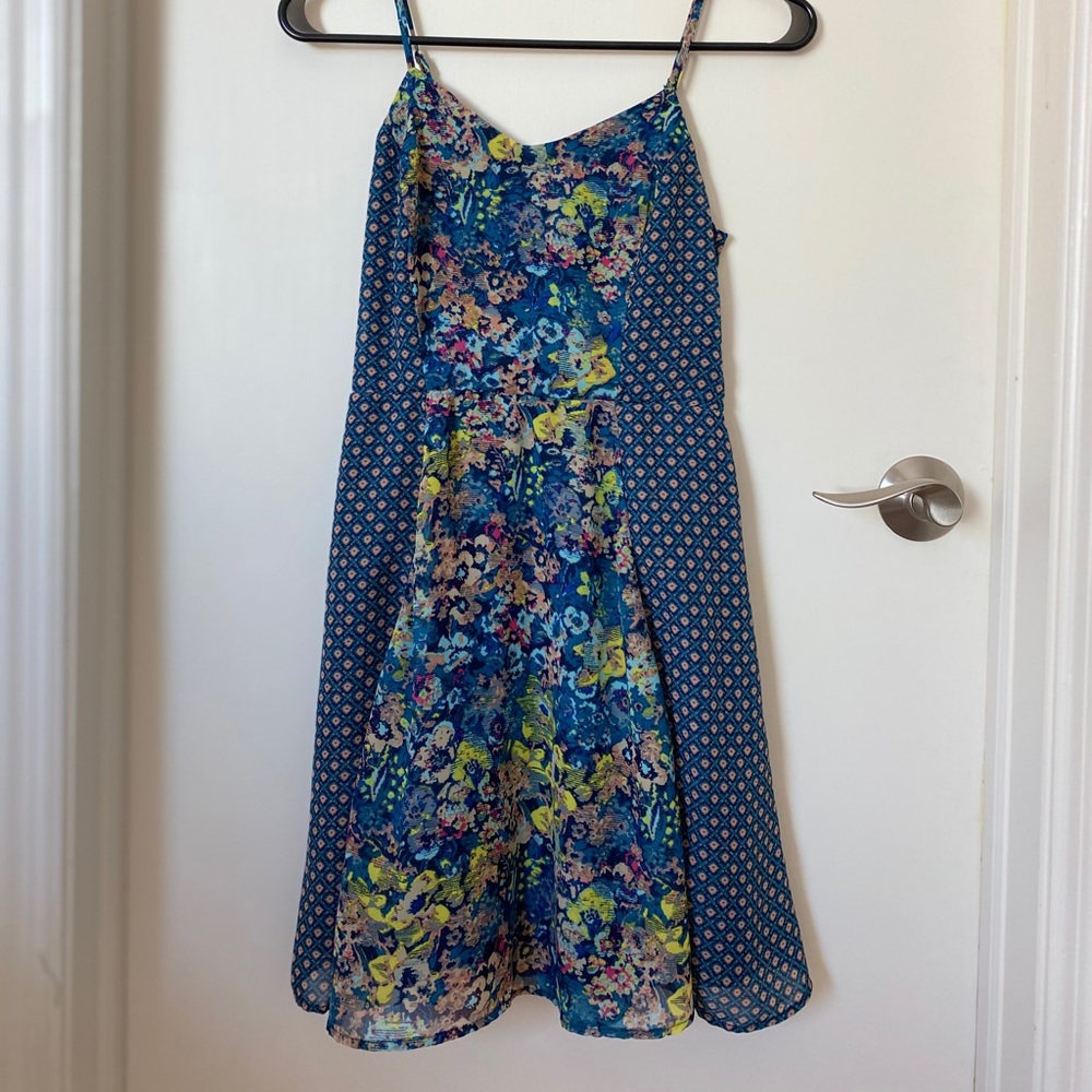 Navy floral fit and flare sundress